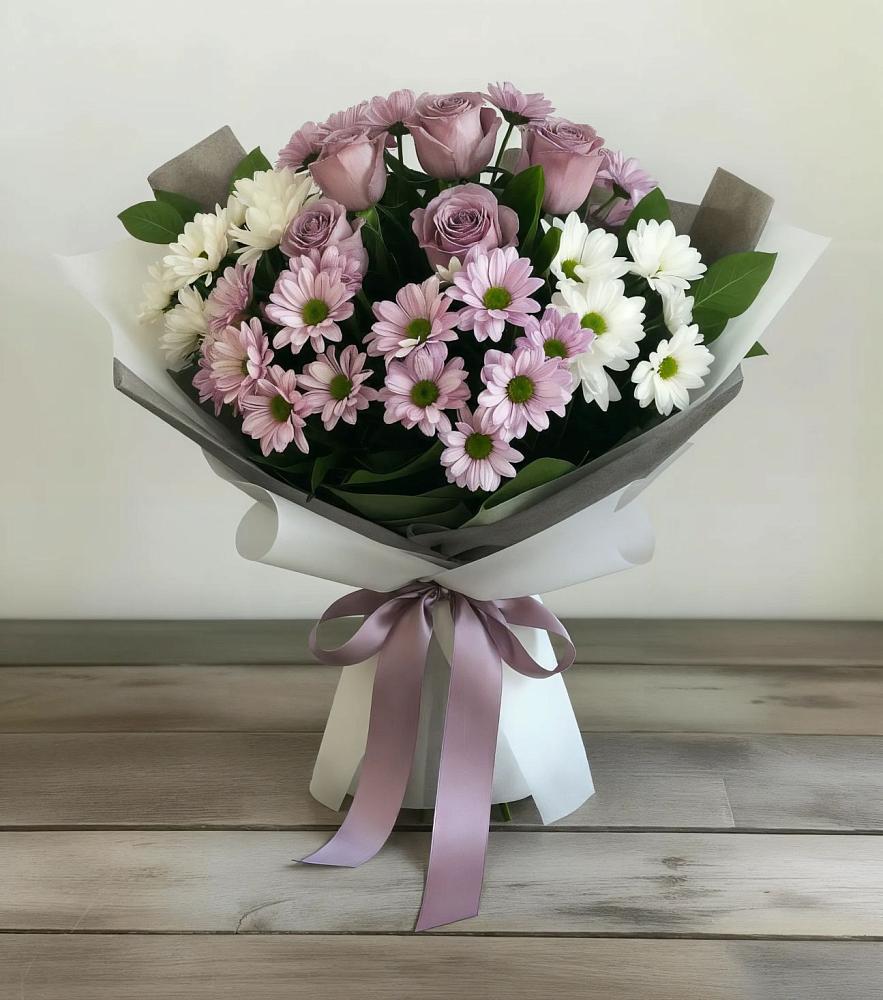 Букет цветов из: Хризантемы и Розы в Редино