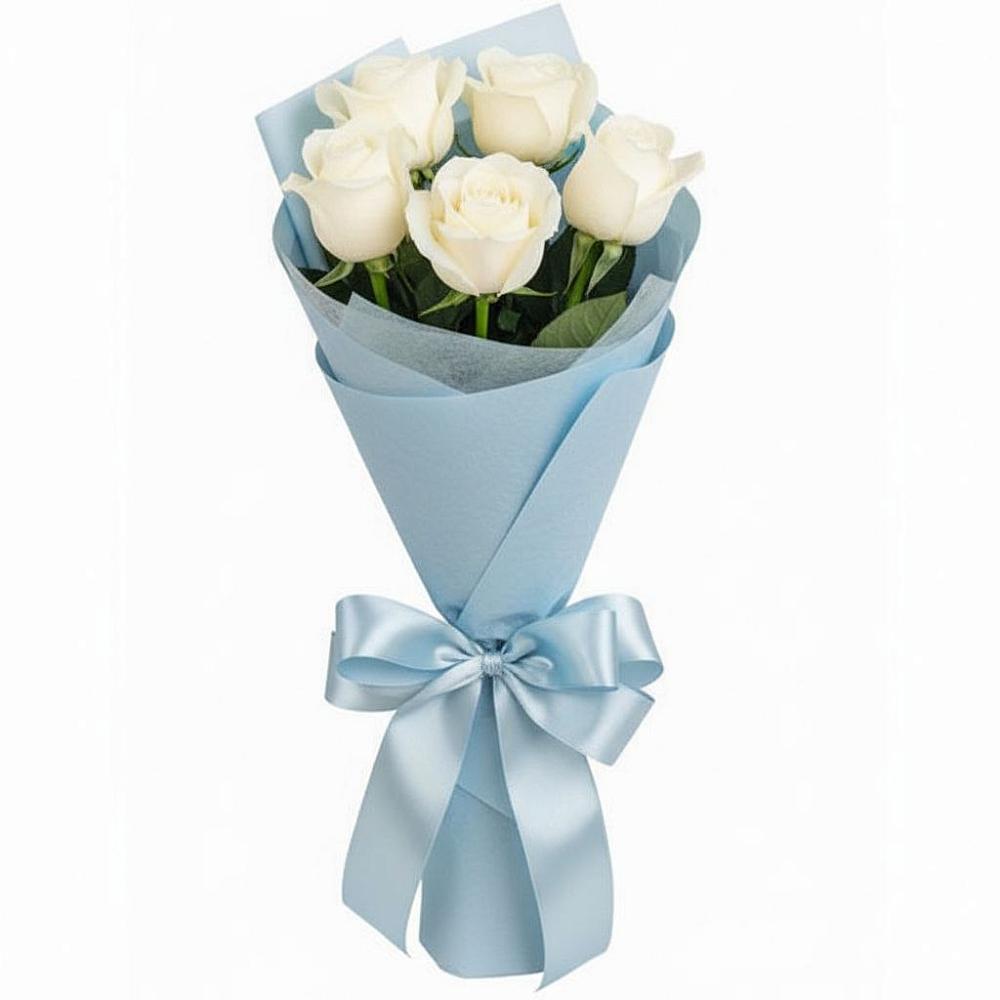 Букет 5 Белых роз Проуд в Редино