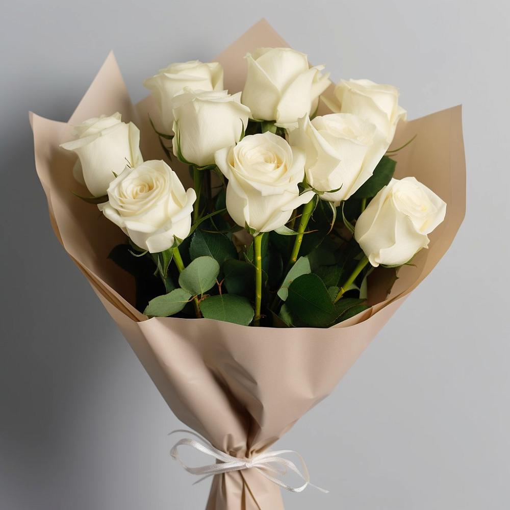 Букет 9 Белых роз Эдлесс Лав в Редино