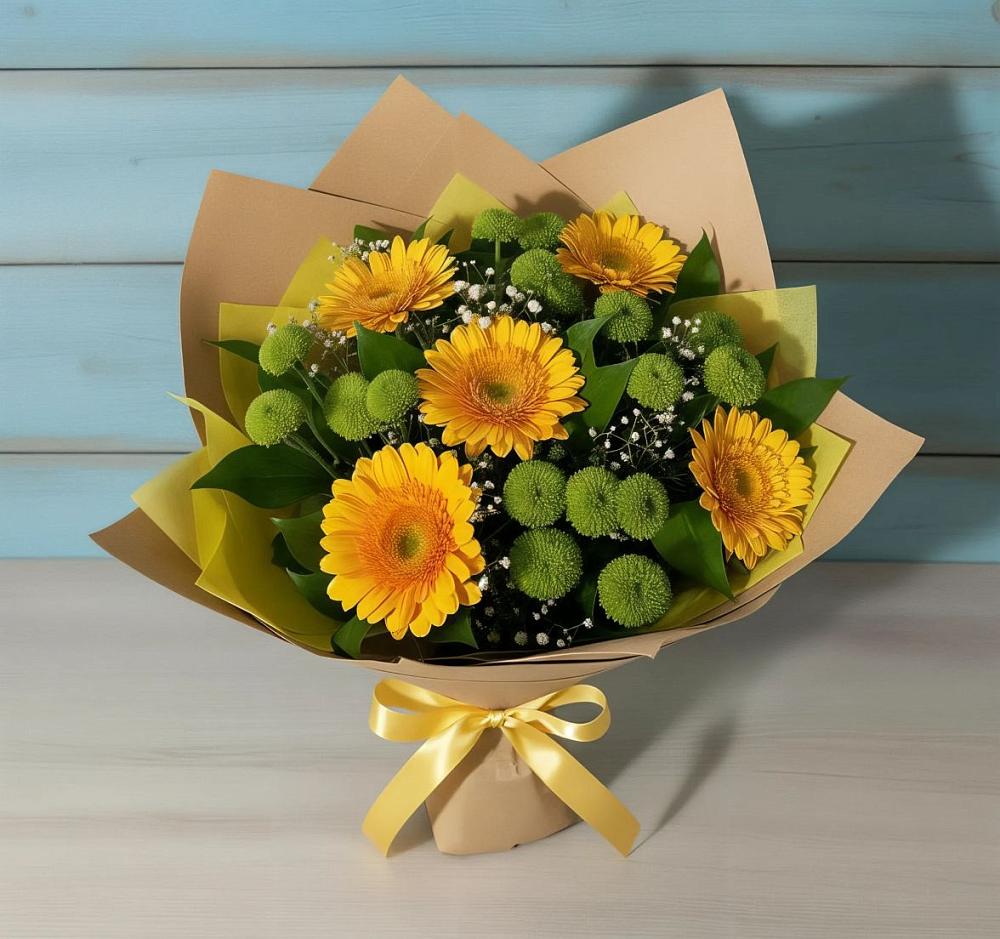 Букет цветов из: Герберы и Хризантемы в Редино