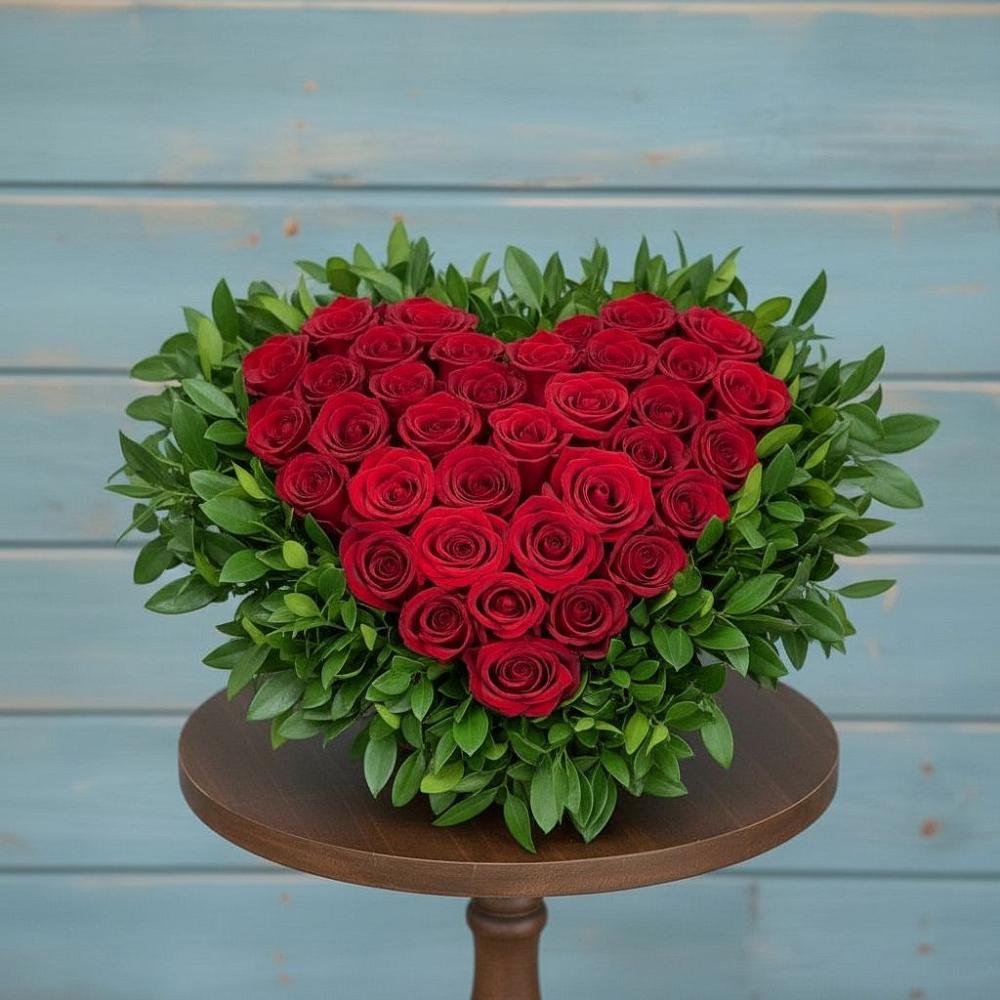 Цветочная композиция из Розы в виде сердца в Редино