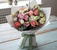 Букет цветов из:  Розы, Лизиантусы и Гвоздики #REPLACE_PRED# Редино