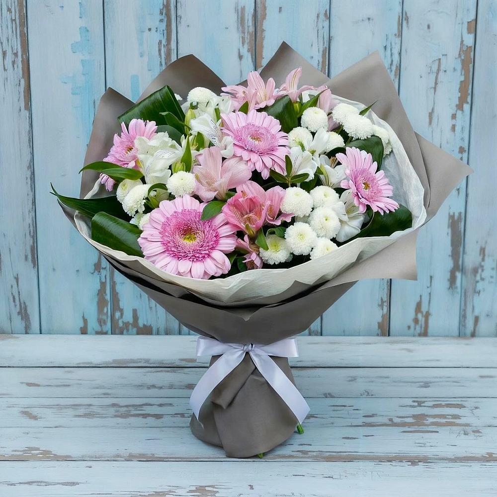 Букет цветов из: Герберы, Альстромерии и Хризантемы в Редино