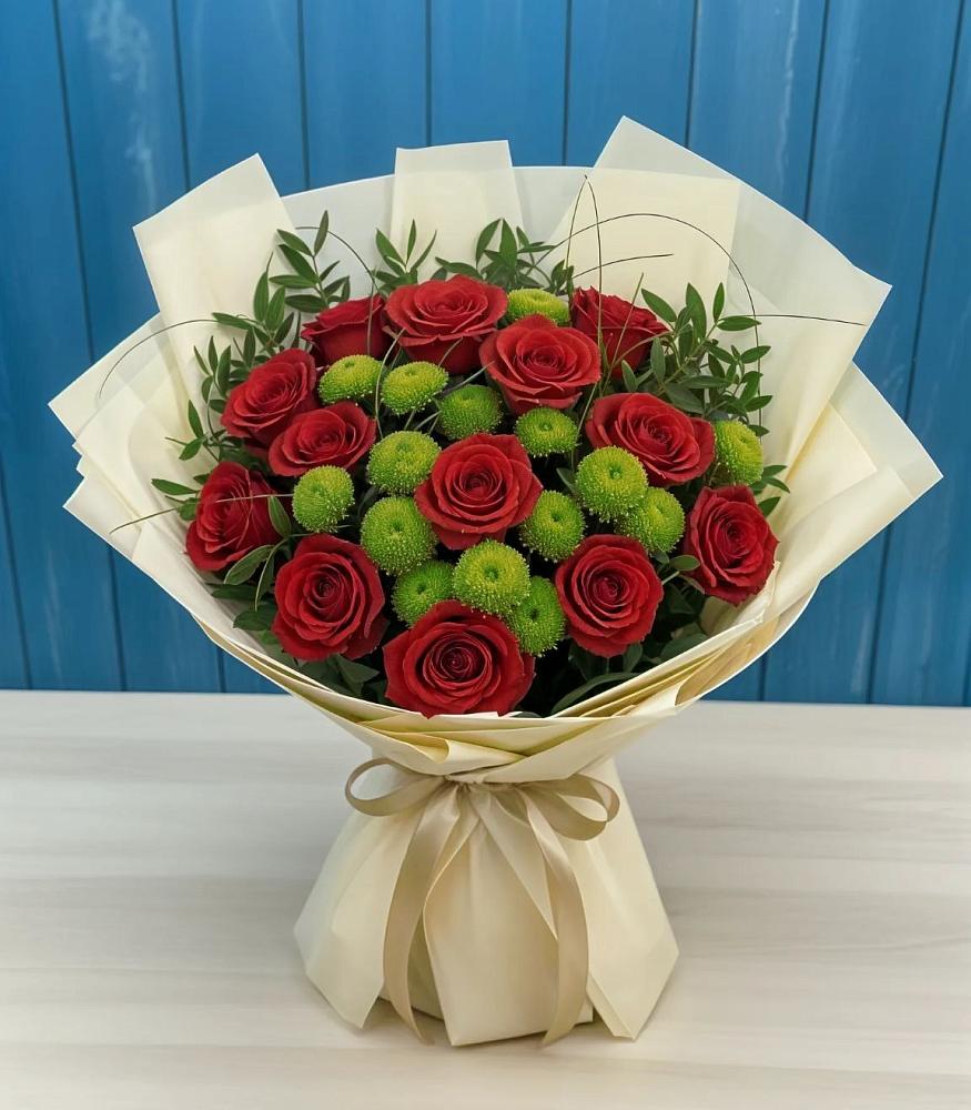 Букет цветов из: Розы и Хризантемы в Редино